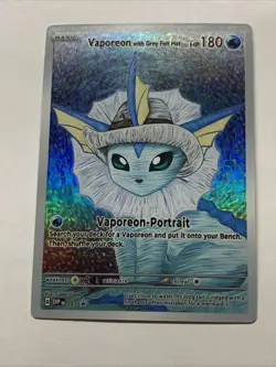 Vaporeon With Grey Felt Hat Pokemon Card Holo Foil Art Anime Van Gogh Portrait - Image 5