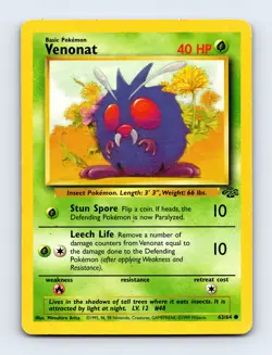 Venonat 63/64 Jungle Non Holo Pokemon Card LP - Image 1