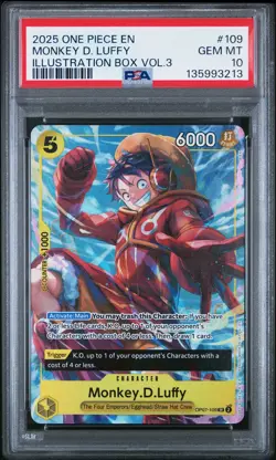 2025 ONE PIECE PROMOS ILLUSTRATION BOX VOL.3 #109 MONKEY D. LUFFY PSA 10 - Image 1
