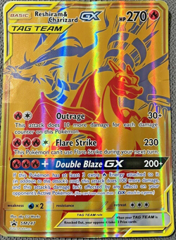 Pokemon TCG Gold Reshiram & Charizard GX SM247 Black Star Promo JUMBO / OVERSIZE - Image 1