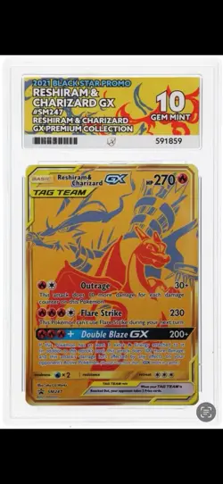 Pokemon TCG Reshiram Charizard GX Holo Promo Card SM247 - Image 1
