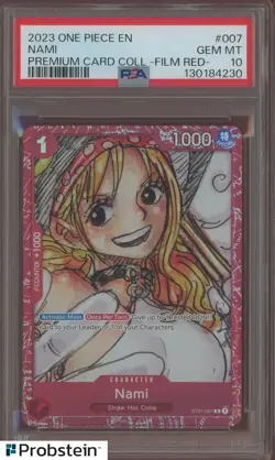 2023 One Piece En Premium Card Collection #007 Nami Film Red PSA 10 GEM MINT - Image 1