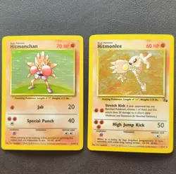 1999 Pokemon Base Set Holo Card Lot - Hitmonchan & Hitmonlee - 2 Cards - LP - Image 1