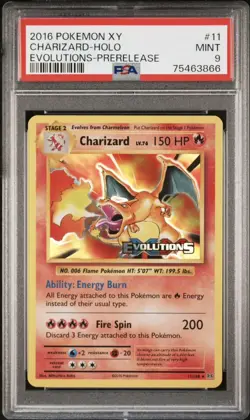 2016 POKEMON XY EVOLUTIONS PRERELEASE #11 CHARIZARD-HOLO PSA 9 - Image 1