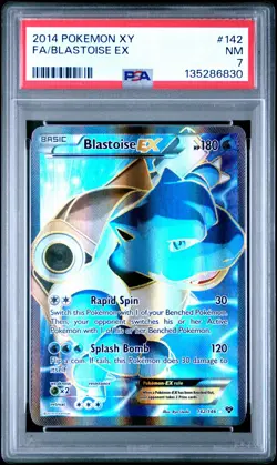 2014 POKEMON XY BLASTOISE EX #142/146 FULL ART ULTRA RARE HOLO PSA 7 - Image 1