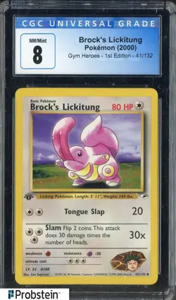 2000 Pokemon Gym Heroes 1st Edition #41 Brock's Lickitung CGC 8 NM-MT - Image 1
