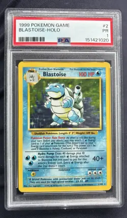 1999 POKEMON GAME #2 BLASTOISE-HOLO PSA 1 - Image 1