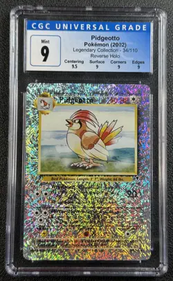 PIDGEOTTO CGC 9 2002 POKEMON LEGENDARY COLL #34/110 REVERSE HOLO FOIL 6050 - Image 1
