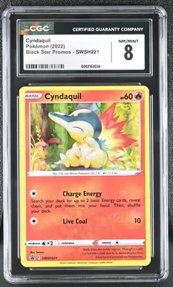 2022 POKEMON BLACK STAR PROMOS CYNDAQUIL SWSH221 HOLO CGC 8 B - Image 1