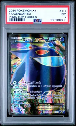 2014 POKEMON XY PHANTOM FORCES GENGAR EX #114/119 FULL ART ULTRA RARE HOLO PSA 7 - Image 1