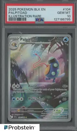 2025 Pokemon BLK En #104 Palpitoad Illustration Rare PSA 10 GEM MINT - Image 1