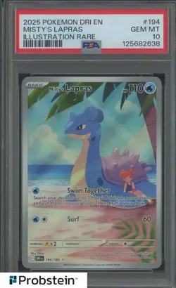 2025 Pokemon Destined Rivals En #194 Misty's Lapras Illustration Rare PSA 10 - Image 1