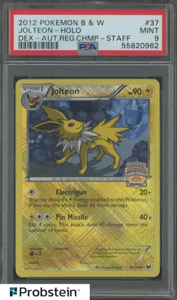 2012 Pokemon B&W Dex Staff Aut. Regional Championships #37 Jolteon Holo PSA 9 - Image 1