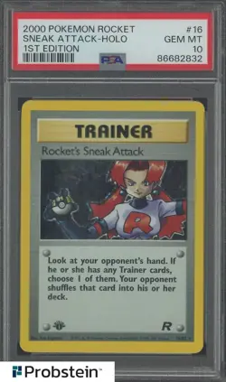 2000 Pokemon Rocket 1st Edition #16 Sneak Attack Holo PSA 10 GEM MINT - Image 1