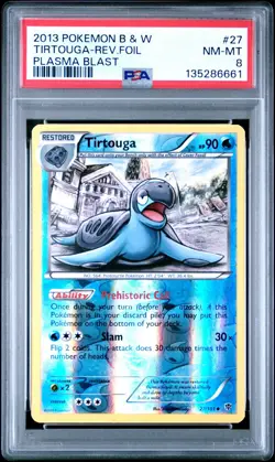 2013 POKEMON B&W PLASMA BLAST TIRTOUGA #27/101 REVERSE HOLO FOIL PSA 8 - Image 1