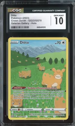 DITTO CROWN ZENITH GG22/GG70 POKEMON GALARIAN GALLERY HOLO CGC 10 GEM MINT - Image 1