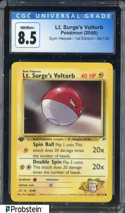 2000 Pokemon Gym Heroes 1st Edition #84 Lt Surge's Voltorb CGC 8.5 NM-MT+ - Image 1