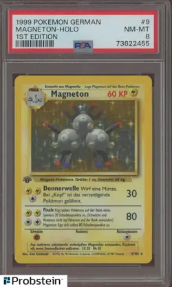 1999 Pokemon German 1st Edition #9 Magneton Holo PSA 8 NM-MT - Image 1
