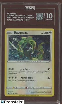 2020 Pokemon SWSH BSP Rebel Clash 3 Blister SWSH029 Rayquaza Holo TAG 10 - Image 1