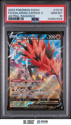 2022 Pokemon SWSH Astral Radiance Full Art Galarian Zapdos V PSA 10 #TG19/TG30 - Image 1