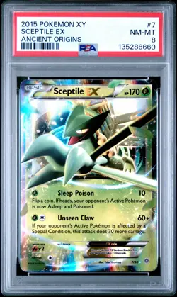 2015 POKEMON XY ANCIENT ORIGINS SCEPTILE EX #7/98 ULTRA RARE HOLO PSA 8 - Image 1