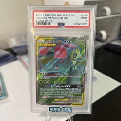 2019 POKEMON SUN & MOON TEAM UP #159 FULL ART/CELEBI & VENUSAUR GX PSA 9 - Image 1