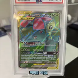 2019 POKEMON SUN & MOON TEAM UP #159 FULL ART/CELEBI & VENUSAUR GX PSA 9 - Image 4