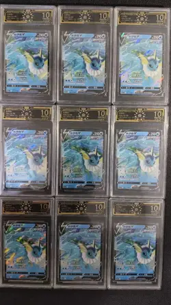 9x Chinese Pokemon Vaporeon V 026/132 RR OCD 10 Pristine Graded Card Lot GL15 - Image 1