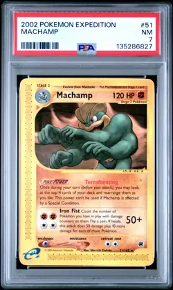 2002 POKEMON EXPEDITION MACHAMP #51/165 RARE NON-HOLO E-READER PSA 7 - Image 1