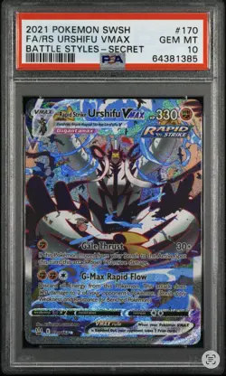 Pokemon 2021 Rapid Strike Urshifu VMAX #170 Battle Styles SECRET ALT ART PSA 10 - Image 1