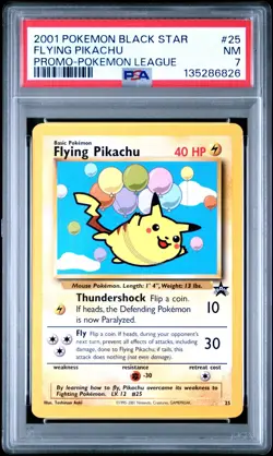 2001 POKEMON LEAGUE BLACK STAR PROMO FLYING PIKACHU #25 PSA 7 - Image 1