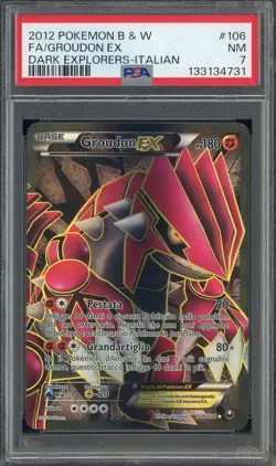 2012 Pokemon Italian Dark Explorers B&W #106 Full Art Groudon EX PSA 7 NM - Image 1
