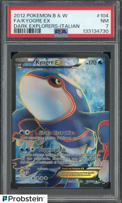 2012 Pokemon Italian Dark Explorers B&W #104 Full Art Kyogre EX PSA 7 NM - Image 1