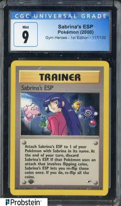 2000 Pokemon Gym Heroes 1st Edition #117 Sabrina's ESP CGC 9 MINT - Image 1