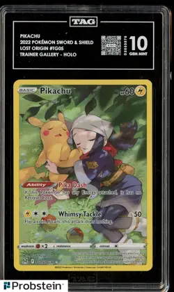 2022 Pokemon Sword & Shield Lost Origin Trainer Gallery TG05 Pikachu Holo TAG 10 - Image 1