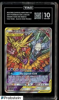 2019 Pokemon SM Hidden Fates ETB Tag Team BSP 210 Moltres Zapdos Articuno TAG 10 - Image 1