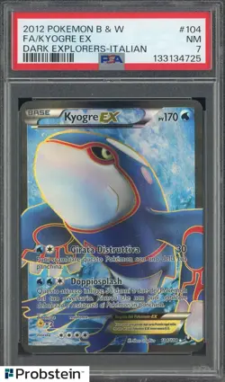 2012 Pokemon Italian Dark Explorers B&W #104 Full Art Kyogre EX PSA 7 NM - Image 1