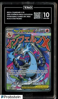 2025 Pokemon Mega Evolution Phantasmal Flames BSP 23 Mega Charizard X ex TAG 10 - Image 1