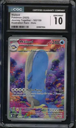 Pokemon CGC 10 Gem Mint Journey Together Illustration Rare Wailord 162/159 - Image 1