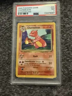 CHARMELEON SHADOWLESS POKEMON GAME 1999 24 PSA 7 Error Slab Not Shadowless - Image 1