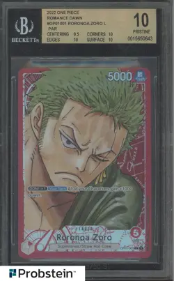 2022 One Piece Romance Dawn OP01001 Roronoa Zoro L PAR BGS 10 PRISTINE - Image 1