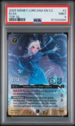 DISNEY LORCANA EN C2 CHALLENGE PROMO #2 ELSA ICE MAKER TOP 32 PSA 9 - Image 1
