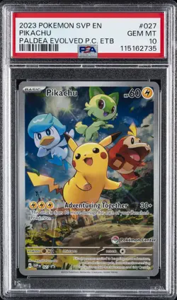 2023 POKEMON SVP EN-SV BLACK STAR PROMO #027 PIKACHU PSA 10 - Image 1