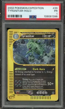 PSA 1 PR Tyranitar 29/165 2002 Expedition Holo Rare Pokemon Card - Image 1