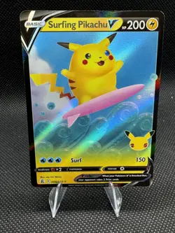 Pokemon TCG Surfing Pikachu v Celebrations Holo Ultra Rare Card 008/025 NM/M - Image 1