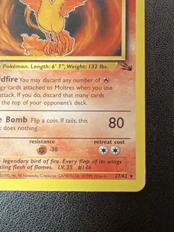 Moltres - 27/62 - WOTC Fossil Set Rare Pokemon Card - LP - Image 4