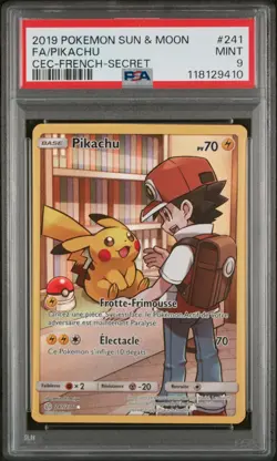 Carte Pokemon Pikachu 241/236 PSA 9 Eclipse Cosmique Soleil & Lune FRA - Image 1