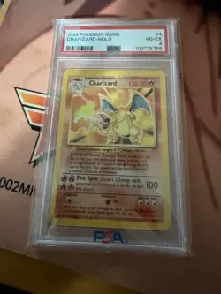 1999 Pokemon Base Set Unlimited CHARIZARD PSA 4 Holo 4/102 - Image 1