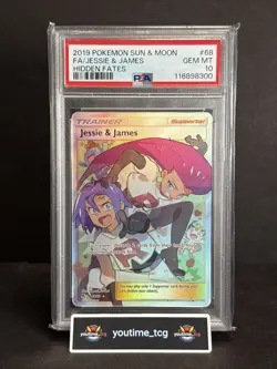 2019 Pokemon Sun & Moon Hidden Fates Fa Jessie & James #68 PSA 10 - Image 1
