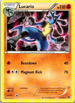 Lucario (47) 47/124 Rare XY - Fates Collide LP Pokemon - Image 1